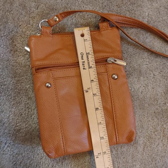 Brown Crossbody Satchel Zipper Pockets Bag Adjustable Strap Travel - Picture 4 of 13
